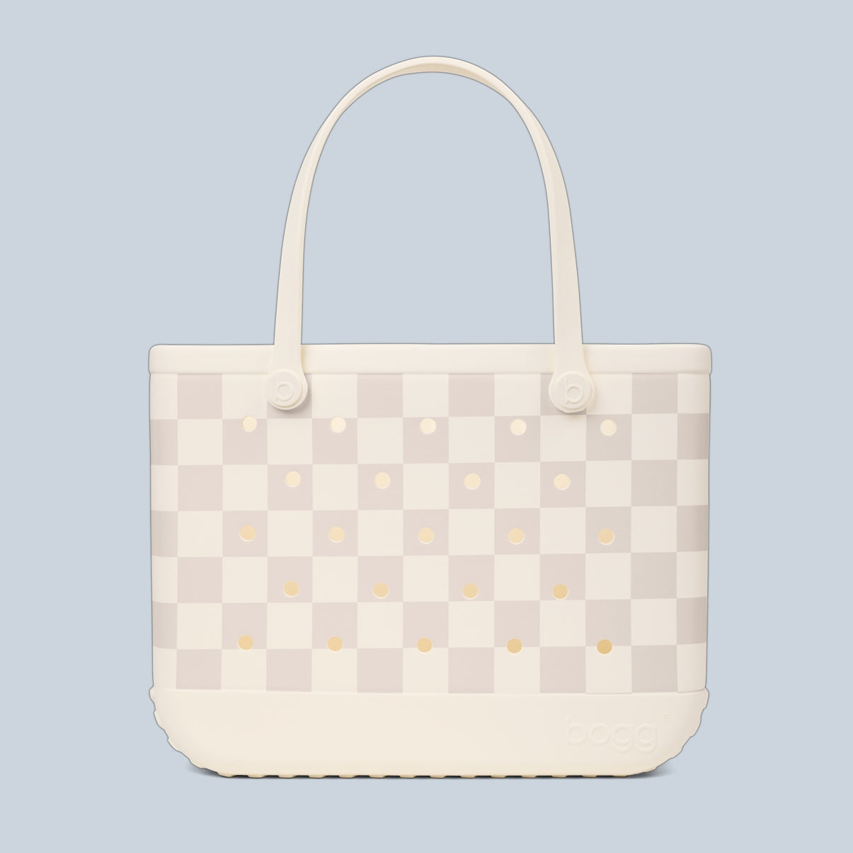 Original Bogg Bag Checkered Coconut/Mushroom Coastal Travel Beach Bag Functional Waterproof Non Slip Bottom Design for Summer Adventures