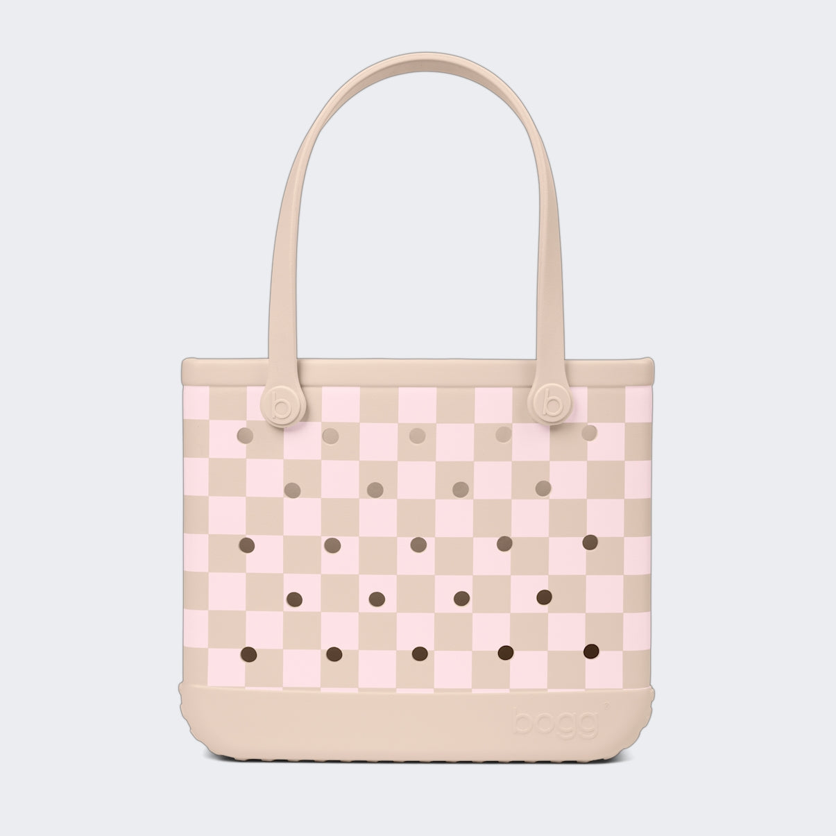 Baby Bogg Bag Checkered Linen/ Pink Marshmallow Cruise Ship Essentials Tote Lightweight Oversized Non Slip Bottom Design for Resort Vacations