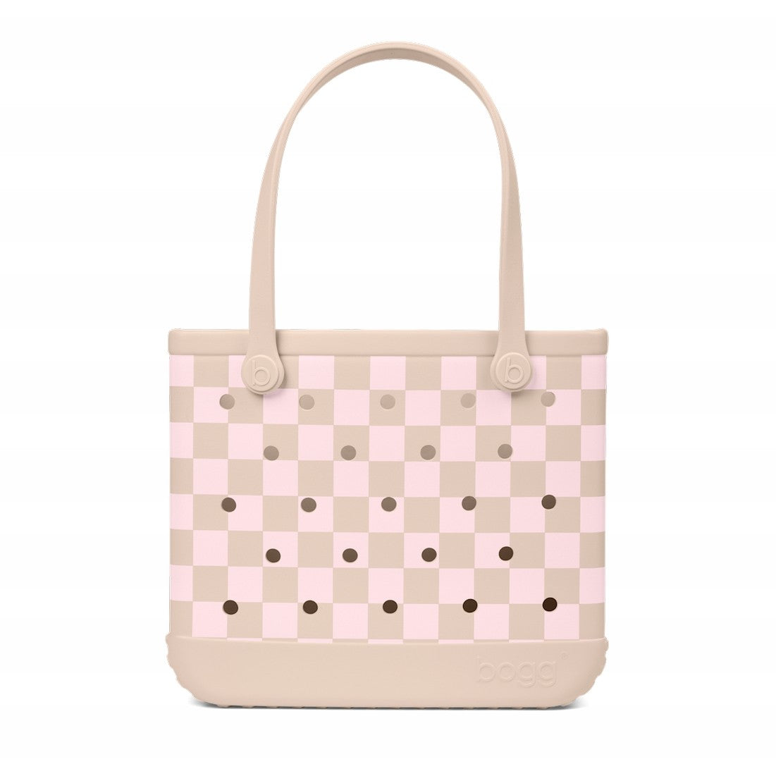 Baby Bogg Bag Checkered Linen/ Pink Marshmallow Poolside Storage Carryall Washable Lightweight with Easy Clean Surface for Outdoor Adventures Travel Organizer Vacation Essentials for Women