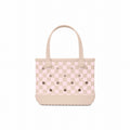 Bitty Bogg Bag Checkered Linen/ Pink Marshmallow Family Fun Day Tote Ultra Durable Tip Resistant Accessory Organizer Pouch for Family Trips