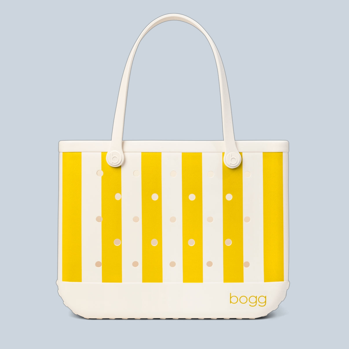 Original Bogg Bag Limoncello Yellow Stripe Heavy Duty Rubber Beach Bag Large Capacity Oversized with Makeup Bag for Family Beach Days Travel Organizer Vacation Essentials for Women