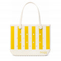 Original Bogg Bag Limoncello Yellow Stripe Adventure Ready Beach Tote Luxury Tip Resistant Waterproof Phone Pouch Included for Resort Vacations