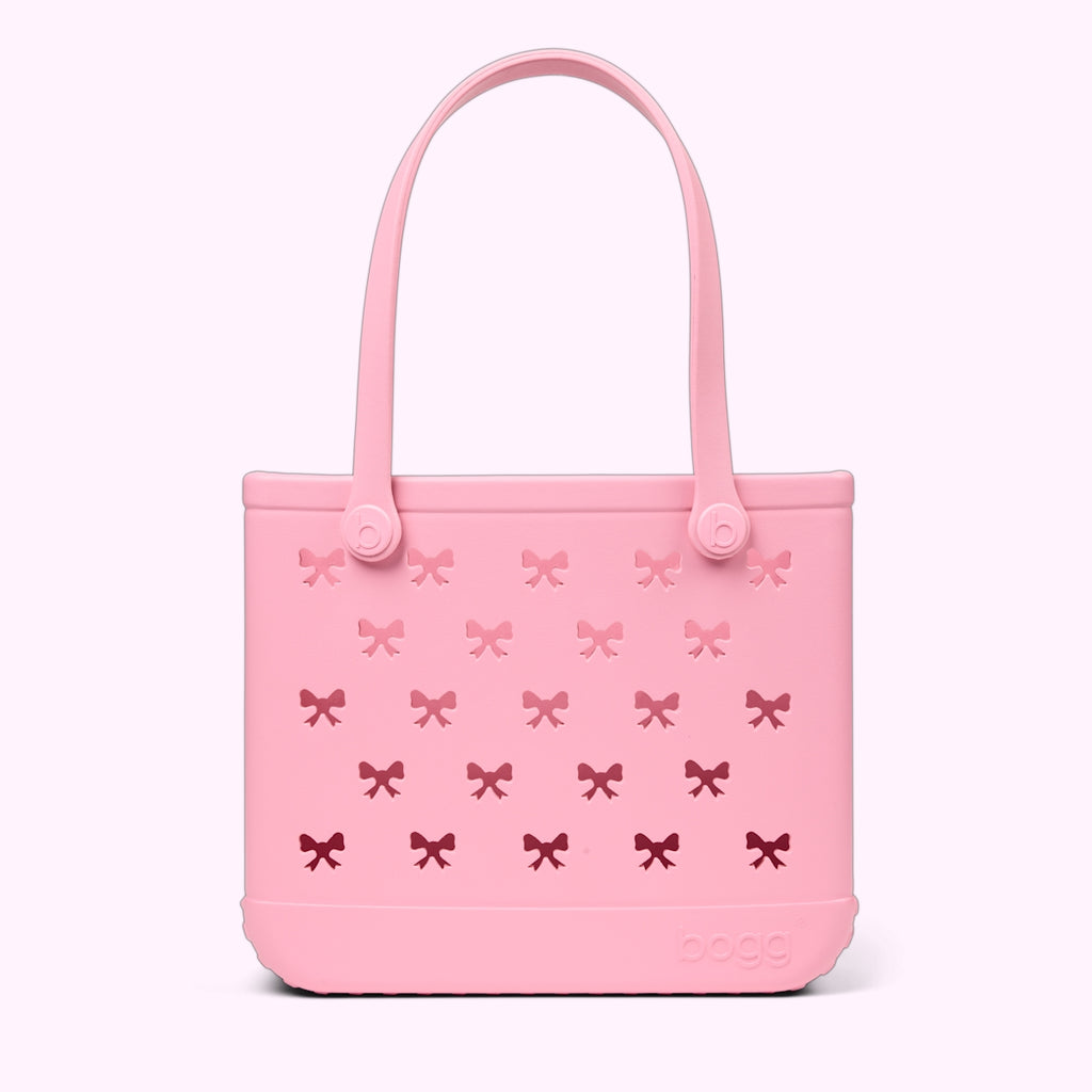 Baby Bogg Bag Bubblegum Bows Oversized Beach Travel Tote Easy Clean Tip Resistant with Makeup Bag for Pool Days Travel Organizer Vacation Essentials for Women