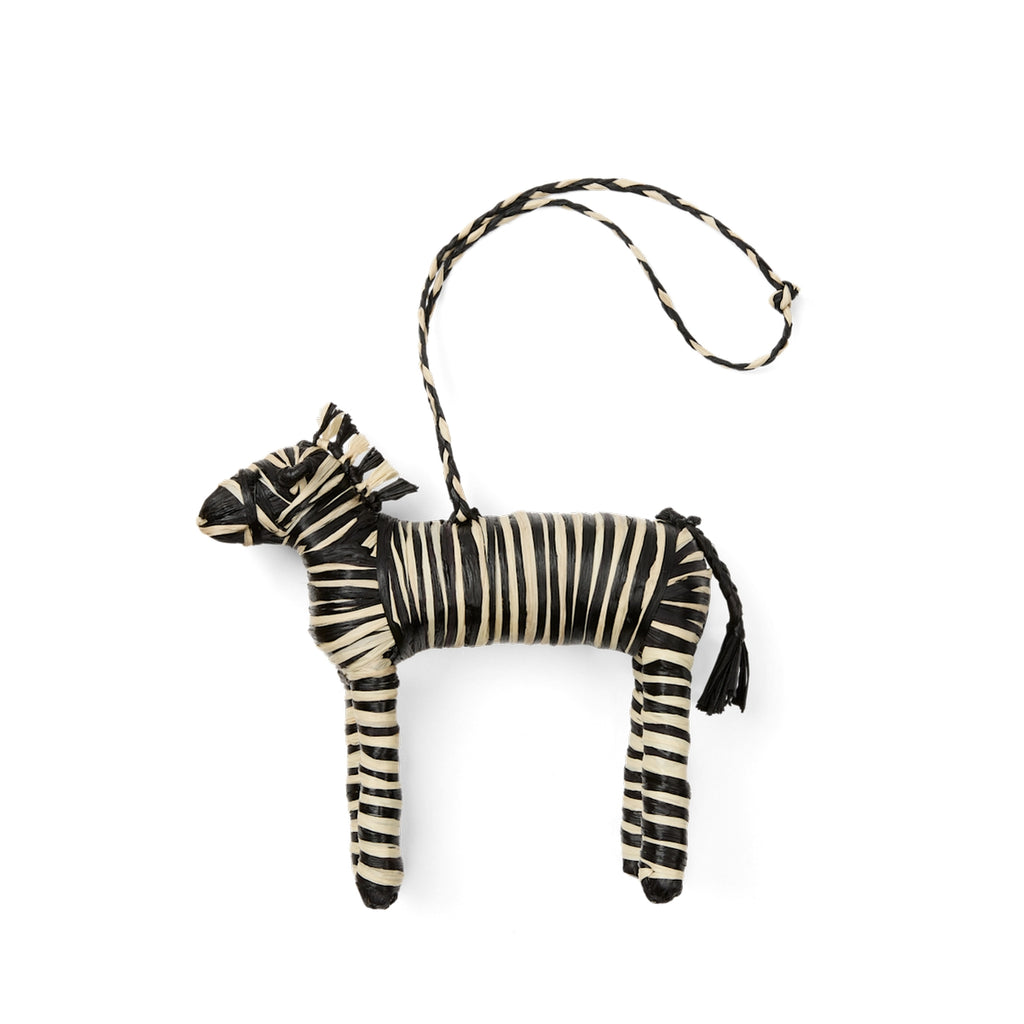 Bogg'd & Charmed Raffia Zebra Family Holiday Beach Organizer Lightweight Washable Accessory Organizer Pouch for Family Trips