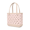 Baby Bogg Bag Checkered Linen/ Pink Marshmallow Cruise Ship Essentials Tote Lightweight Oversized Non Slip Bottom Design for Resort Vacations