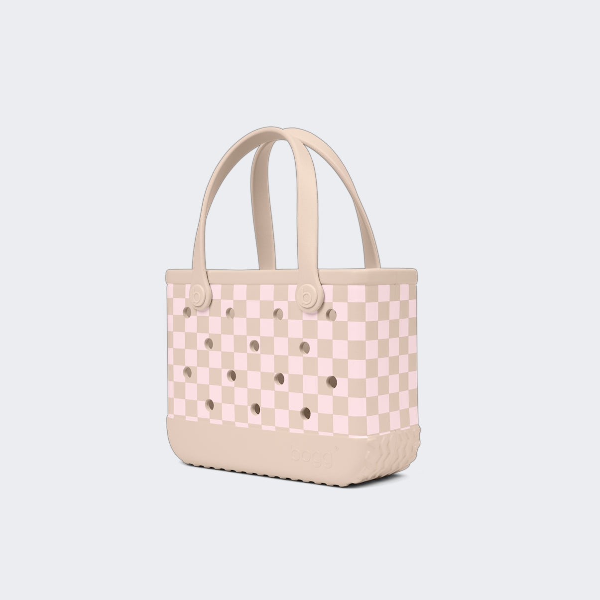 Bitty Bogg Bag Checkered Linen/ Pink Marshmallow Vacation Essentials Beach Organizer Lightweight Oversized with Makeup Bag for Pool Days Travel Organizer Vacation Essentials for Women