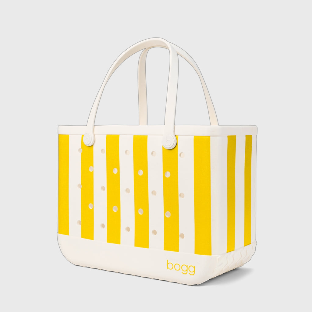 Original Bogg Bag Limoncello Yellow Stripe Adventure Ready Beach Tote Luxury Tip Resistant Waterproof Phone Pouch Included for Resort Vacations