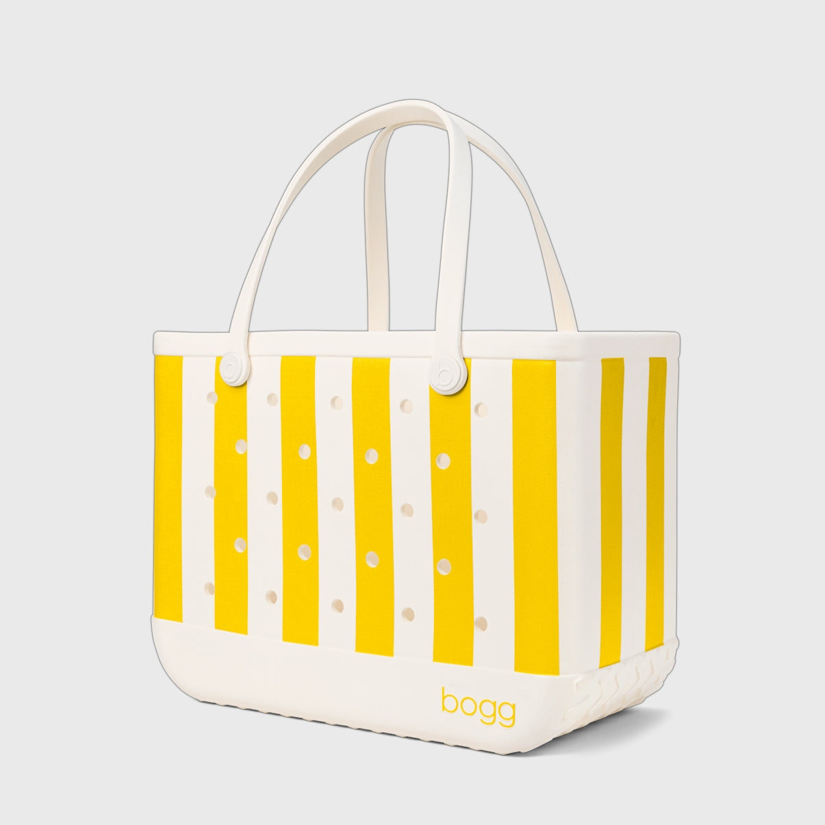 Original Bogg Bag Limoncello Yellow Stripe Adventure Ready Beach Tote Luxury Tip Resistant Waterproof Phone Pouch Included for Resort Vacations