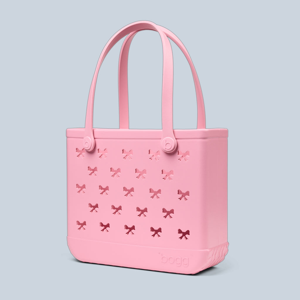 Baby Bogg Bag Bubblegum Bows Oversized Beach Travel Tote Easy Clean Tip Resistant with Makeup Bag for Pool Days Travel Organizer Vacation Essentials for Women
