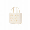 Bitty Bogg Bag Cut Out Heart Coconut Easy Clean Rubber Tote Travel Friendly Lightweight with Cosmetic Organizer for Boat Trips Travel Organizer Vacation Essentials for Women