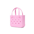 Bitty Bogg Bag Cut Out Heart Pink Taffy Easy Clean Rubber Tote Oversized Lightweight with Adjustable Shoulder Strap for Boat Trips Travel Organizer Vacation Essentials for Women