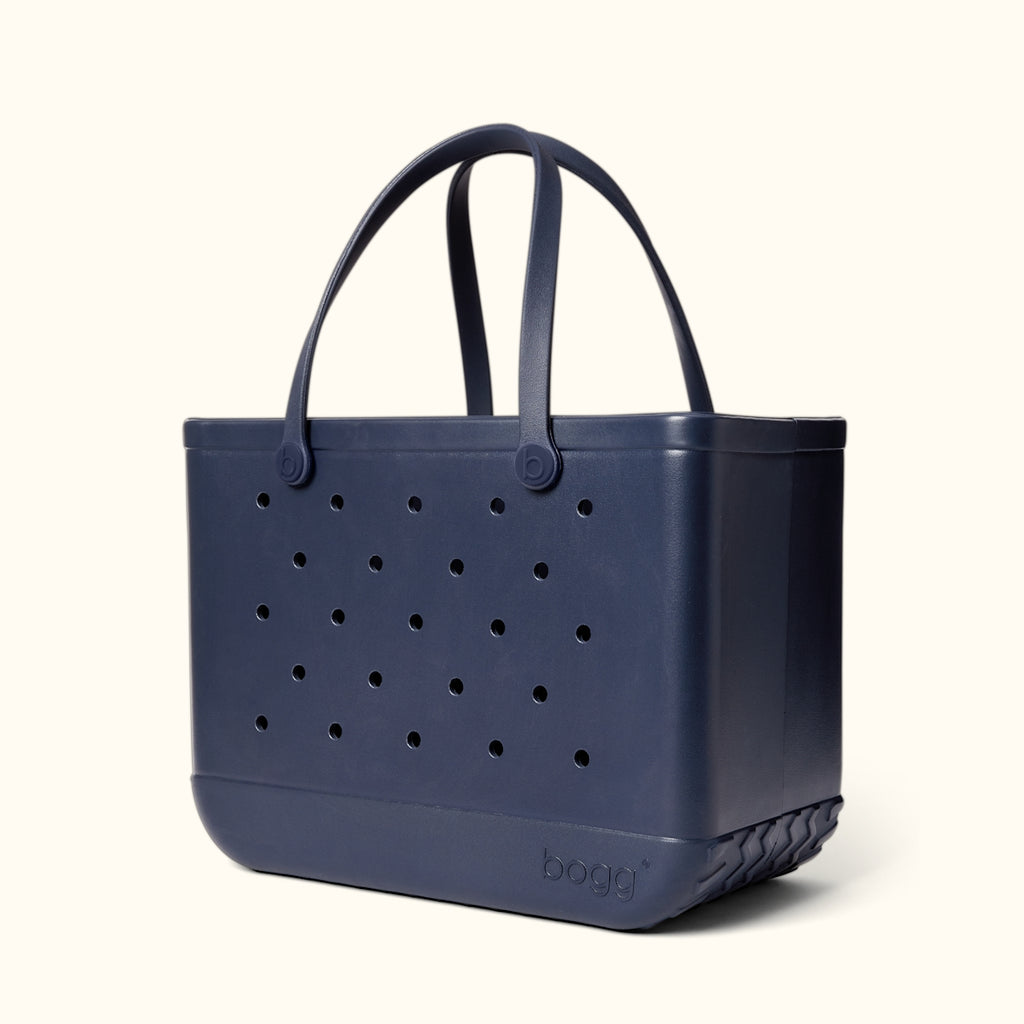 Original Bogg Bag You Navy Me Crazy Sunny Getaway Carryall Premium Travel Friendly Reinforced Grip Handles for Family Trips