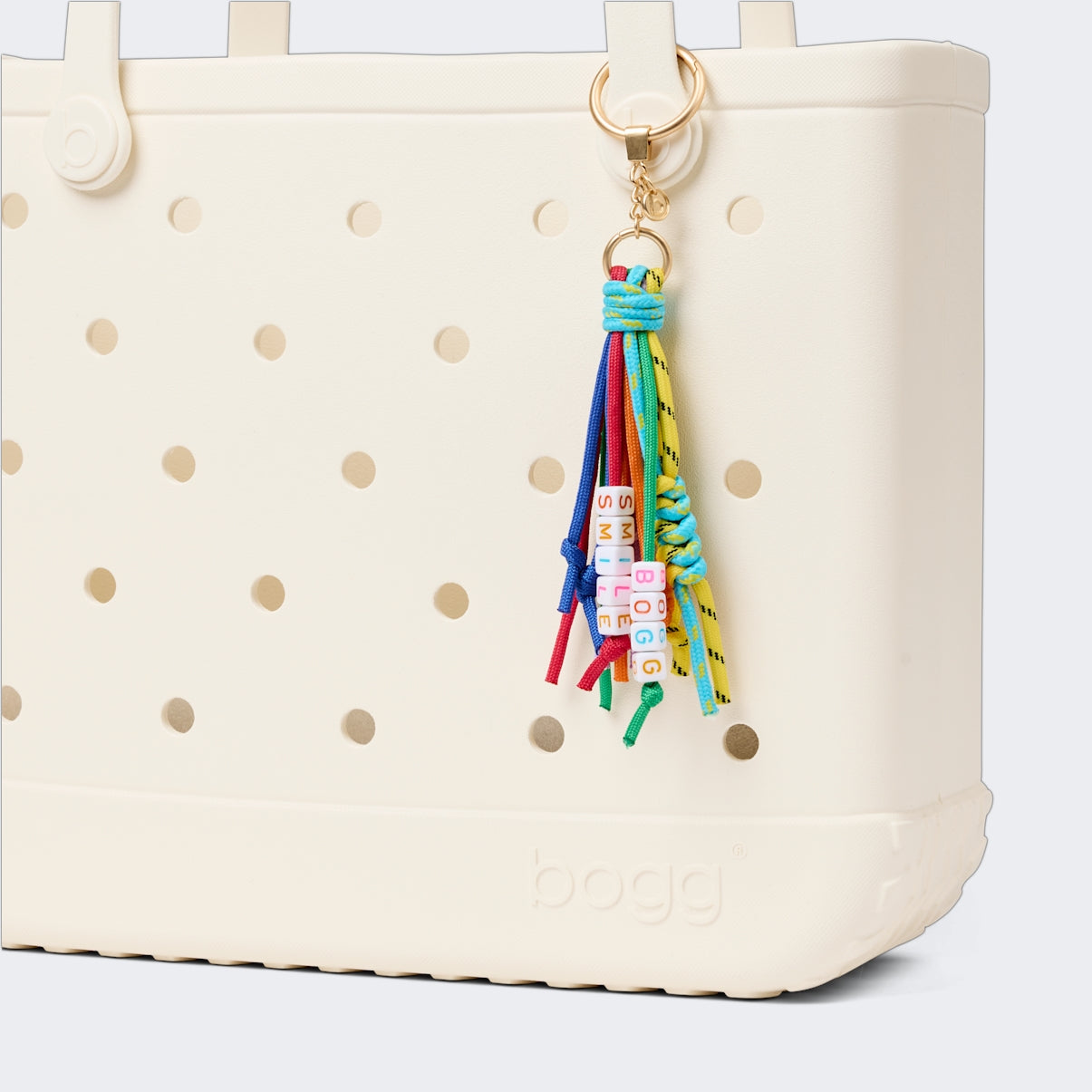 Bogg'd & Charmed Smile Tassel Open Top Beach Organizer Washable Easy Clean with Extra Storage Compartments for Cruise Travel Travel Organizer Vacation Essentials for Women